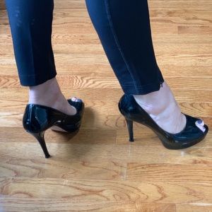 Cole Haan Nike Air Peep Toe Patent Leather Pumps